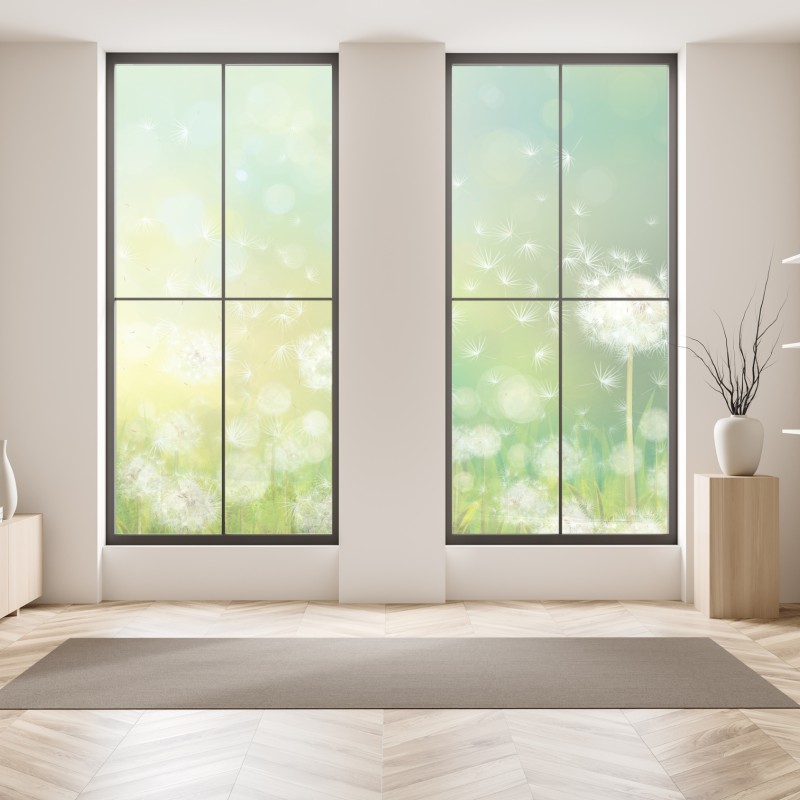 Naklejka na okno złote pole pod szerokim błękitnym niebem – Wallissimo®