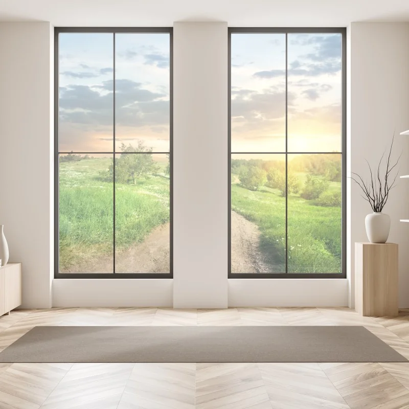 Naklejka na okno różowe akwarelowe kwiaty na czarnym tle – Wallissimo®