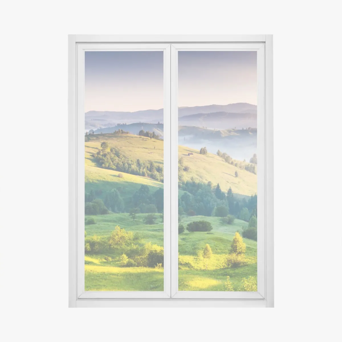 Naklejka na okno zachód słońca w Karpatych nad zielonymi wzgórzami – Wallissimo® Naklejka na okno zachód słońca w Karpatych nad zielonymi wzgórzami – Wallissimo®