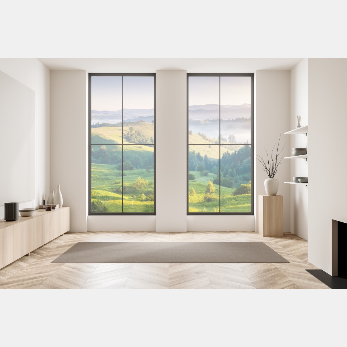 Naklejka na okno zachód słońca w Karpatych nad zielonymi wzgórzami – Wallissimo® Naklejka na okno zachód słońca w Karpatych nad zielonymi wzgórzami – Wallissimo®