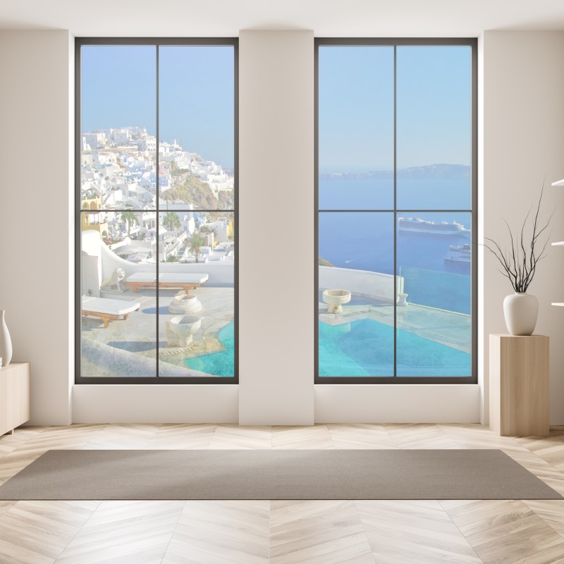 Naklejka na okno Sveti Stefan, Czarnogóra historyczny kurort na wyspie – Wallissimo®