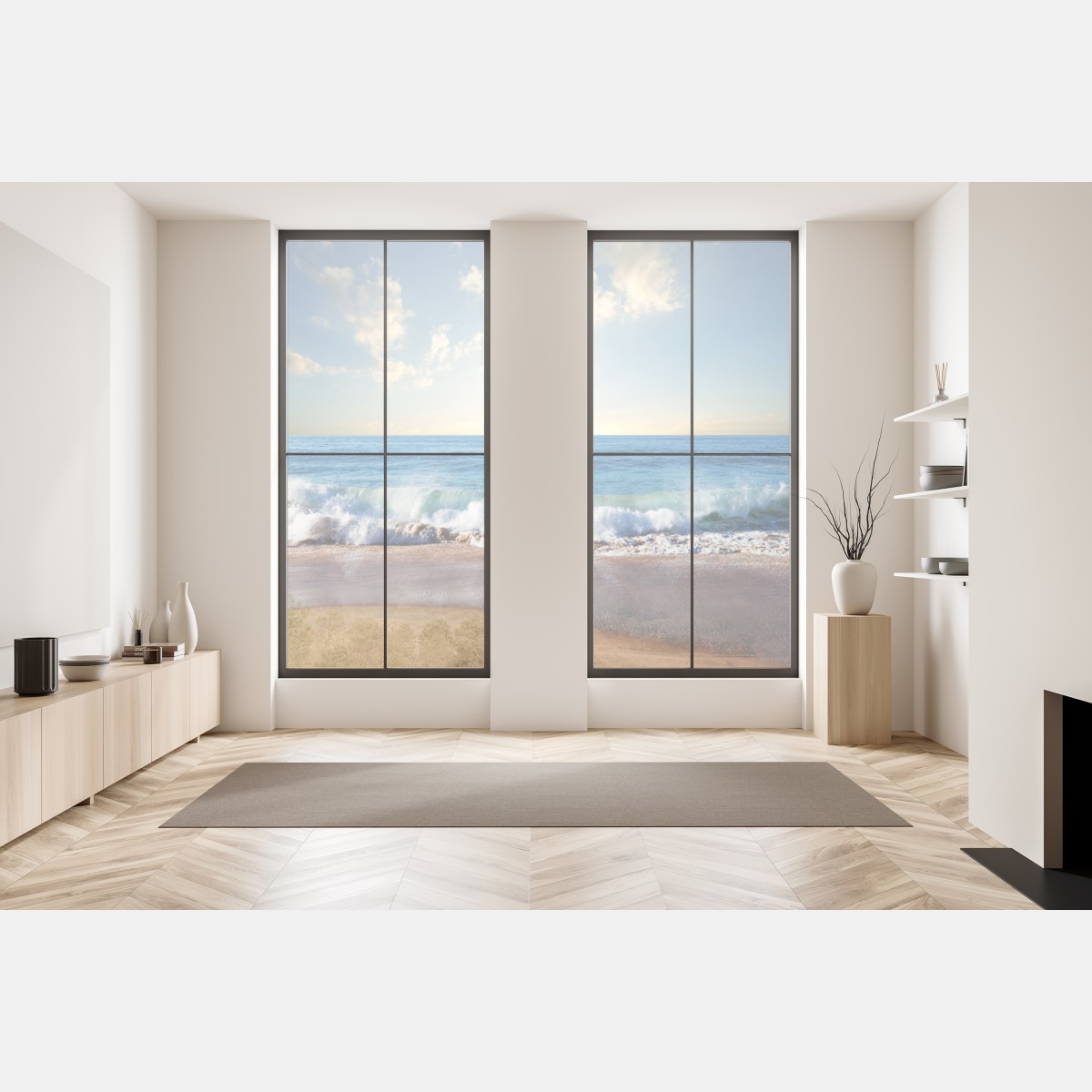 Naklejka na okno spokojny zachód słońca nad plażą – Wallissimo® Naklejka na okno spokojny zachód słońca nad plażą – Wallissimo®