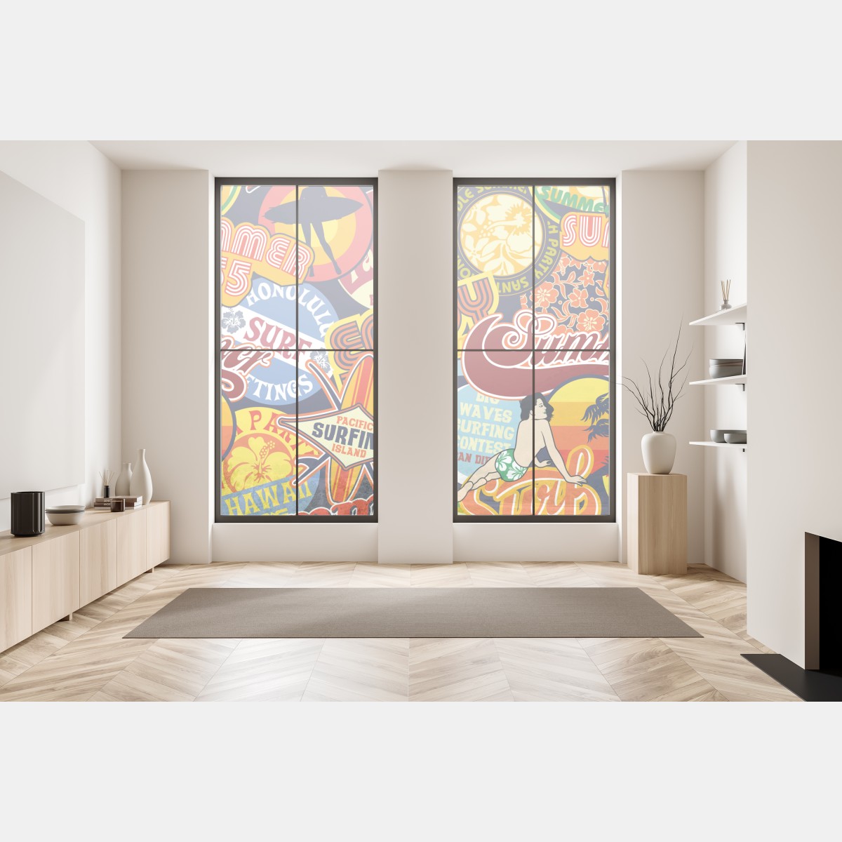 Naklejka na okno retro kolaż naklejek surf – Wallissimo® Naklejka na okno retro kolaż naklejek surf – Wallissimo®