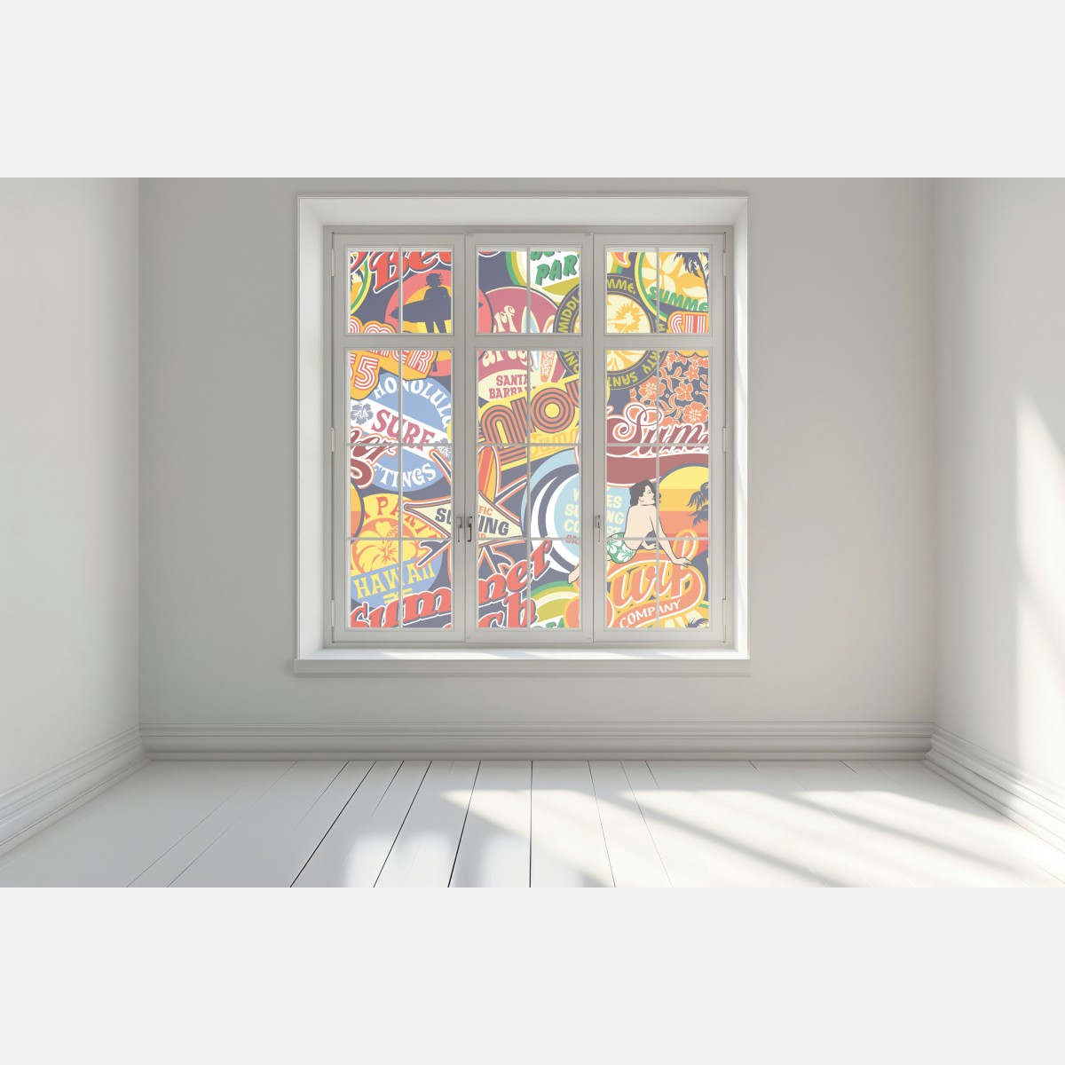 Naklejka na okno retro kolaż naklejek surf – Wallissimo® Naklejka na okno retro kolaż naklejek surf – Wallissimo®