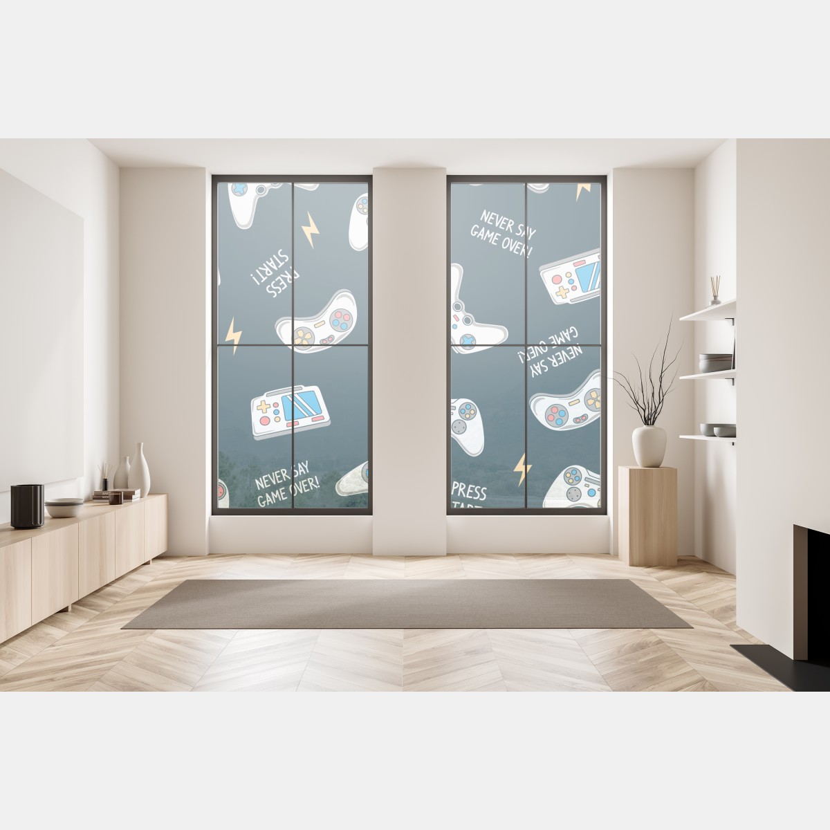 Naklejka na okno retro wzór kontrolerów do gier – Wallissimo® Naklejka na okno retro wzór kontrolerów do gier – Wallissimo®