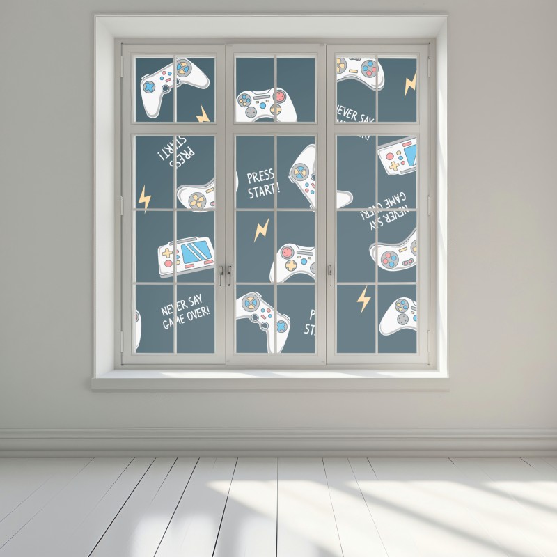 Naklejka na okno retro wzór kontrolerów do gier – Wallissimo® Naklejka na okno retro wzór kontrolerów do gier – Wallissimo®