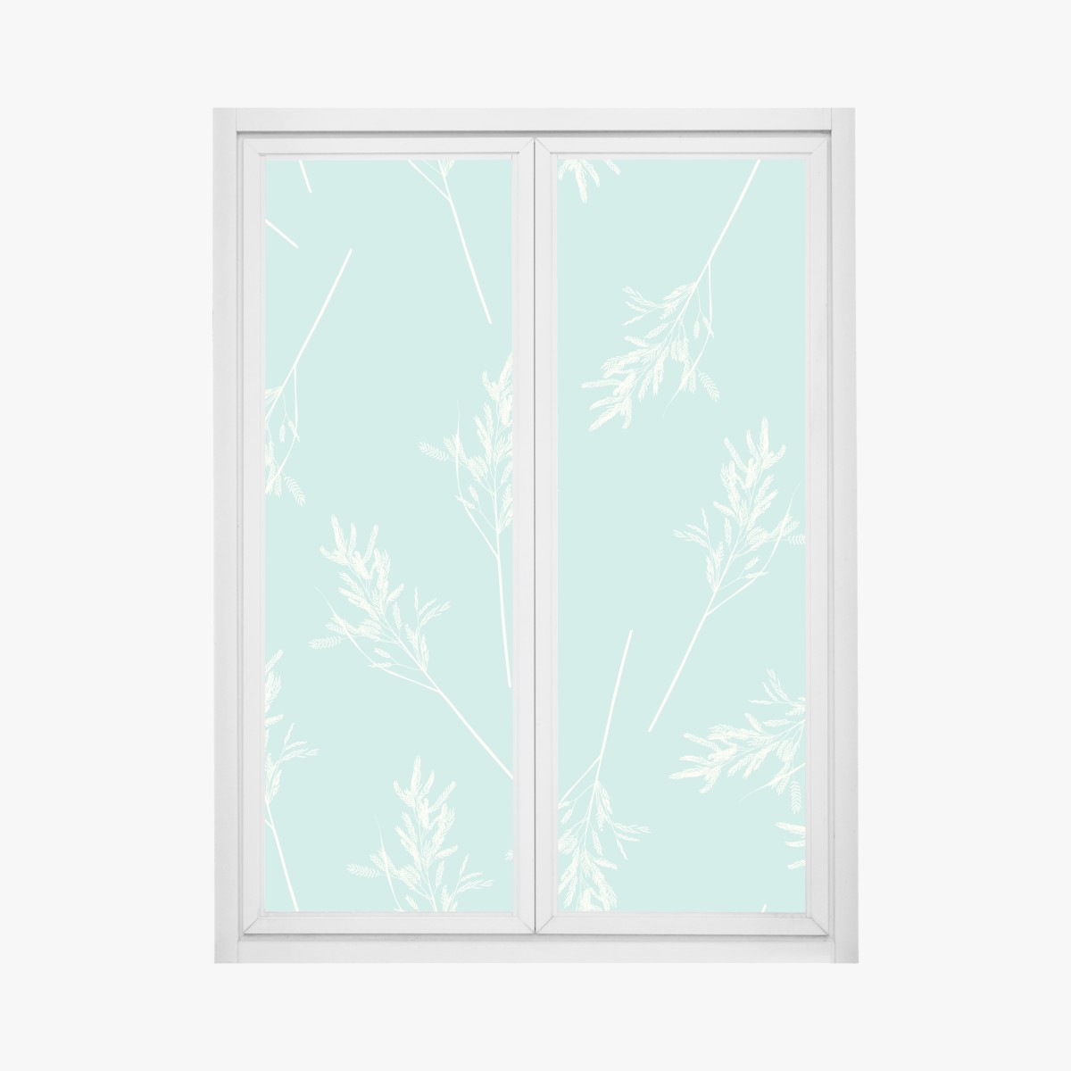 Window decal delicate turquoise botanical pattern
