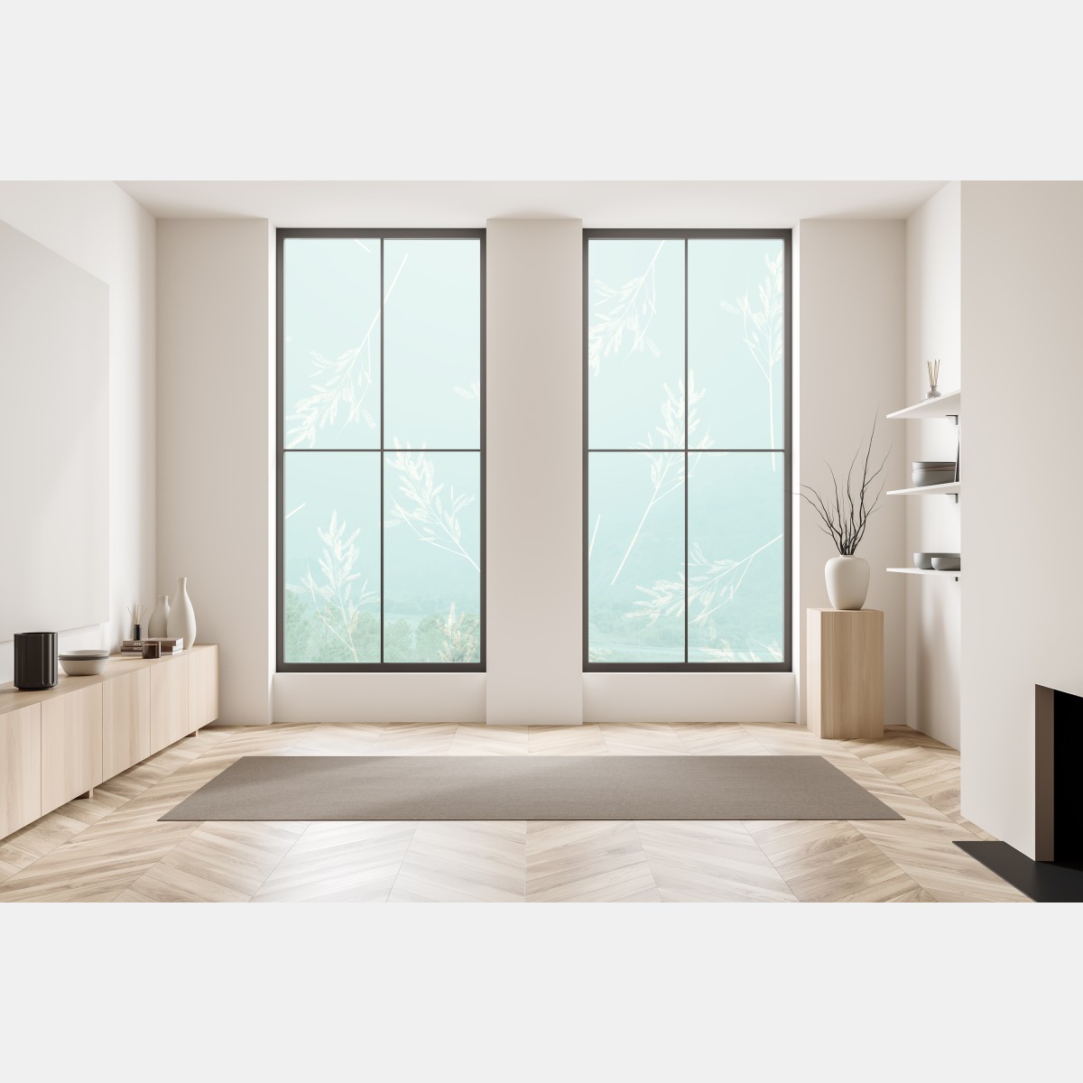 Naklejka na okno delikatny turkusowy wzór botaniczny – Wallissimo® Naklejka na okno delikatny turkusowy wzór botaniczny – Wallissimo®