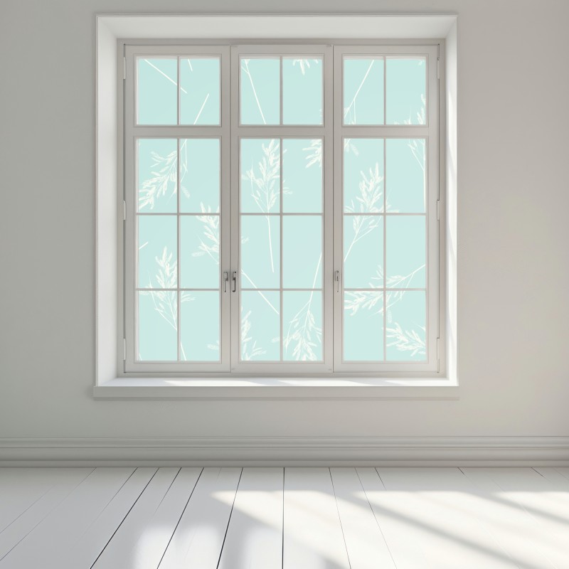 Naklejka na okno delikatny turkusowy wzór botaniczny – Wallissimo® Naklejka na okno delikatny turkusowy wzór botaniczny – Wallissimo®