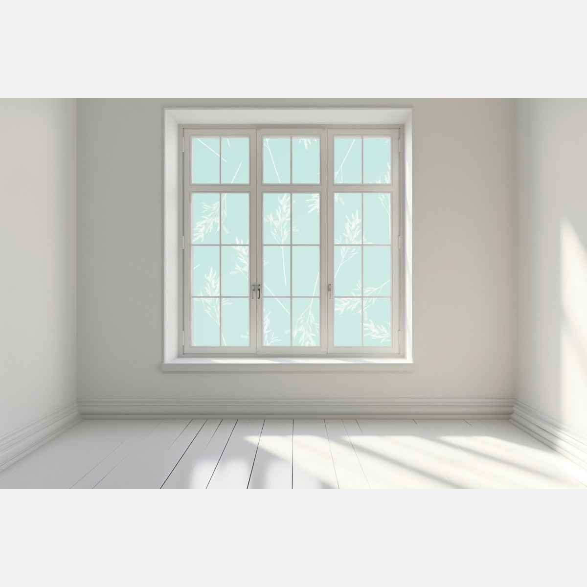 Naklejka na okno delikatny turkusowy wzór botaniczny – Wallissimo® Naklejka na okno delikatny turkusowy wzór botaniczny – Wallissimo®