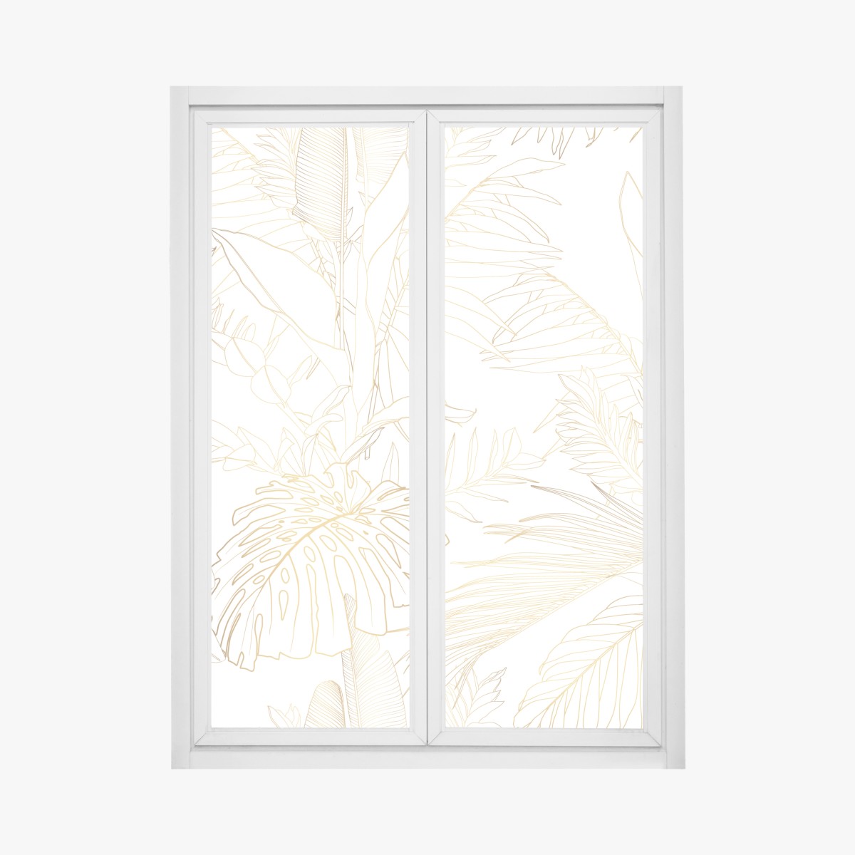 Window decal gold tropical leaves line art