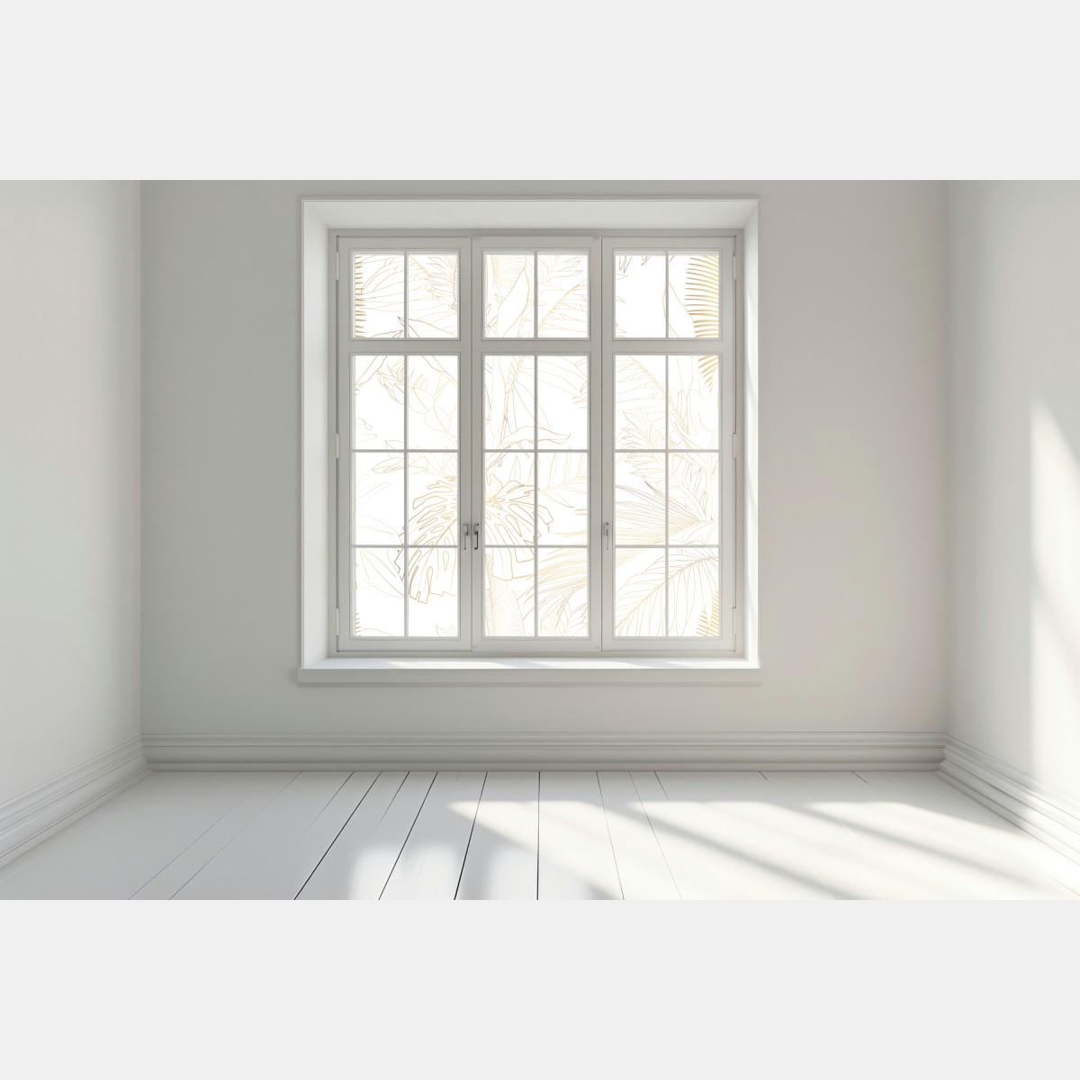 Naklejka na okno złote tropikalne liście line art – Wallissimo® Naklejka na okno złote tropikalne liście line art – Wallissimo®