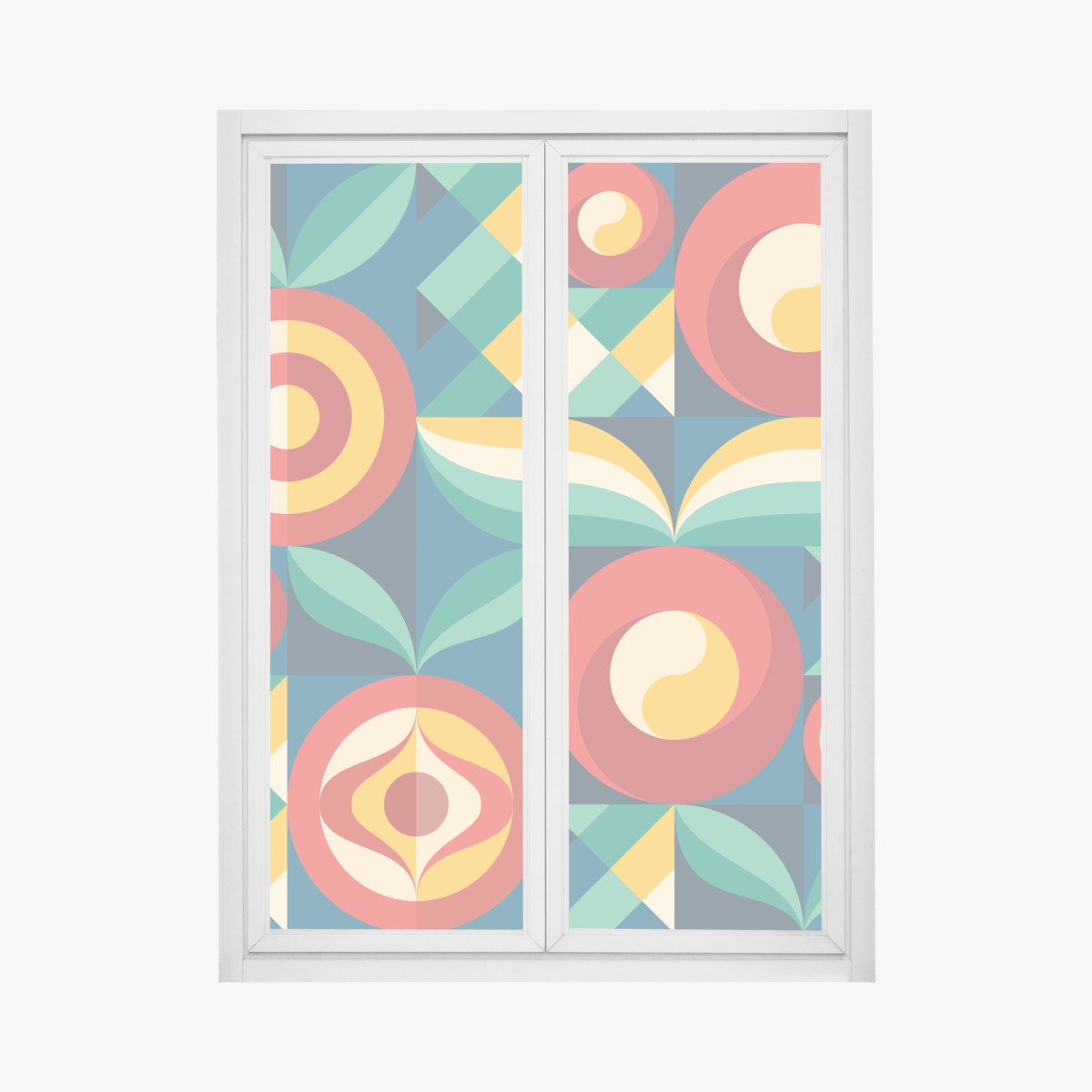 Window decal vibrant geometric floral pattern