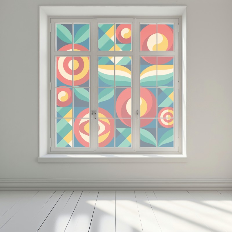 Naklejka na okno żywy geometryczny motyw kwiatowy – Wallissimo® Naklejka na okno żywy geometryczny motyw kwiatowy – Wallissimo®