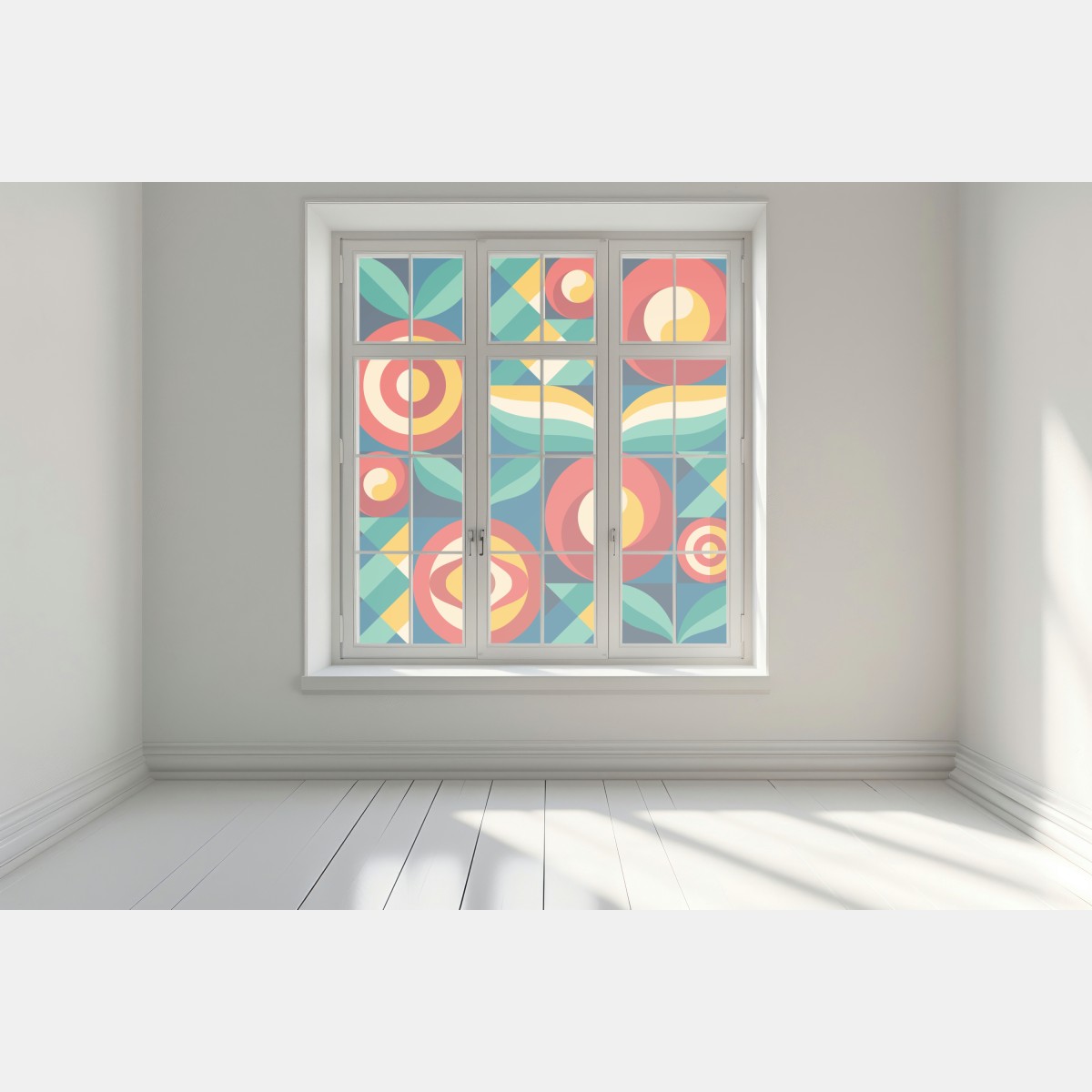 Naklejka na okno żywy geometryczny motyw kwiatowy – Wallissimo® Naklejka na okno żywy geometryczny motyw kwiatowy – Wallissimo®