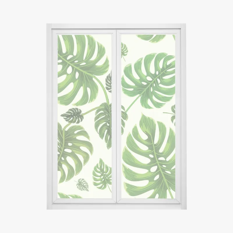 Naklejka na okno wzór tropikalnych liści monstery