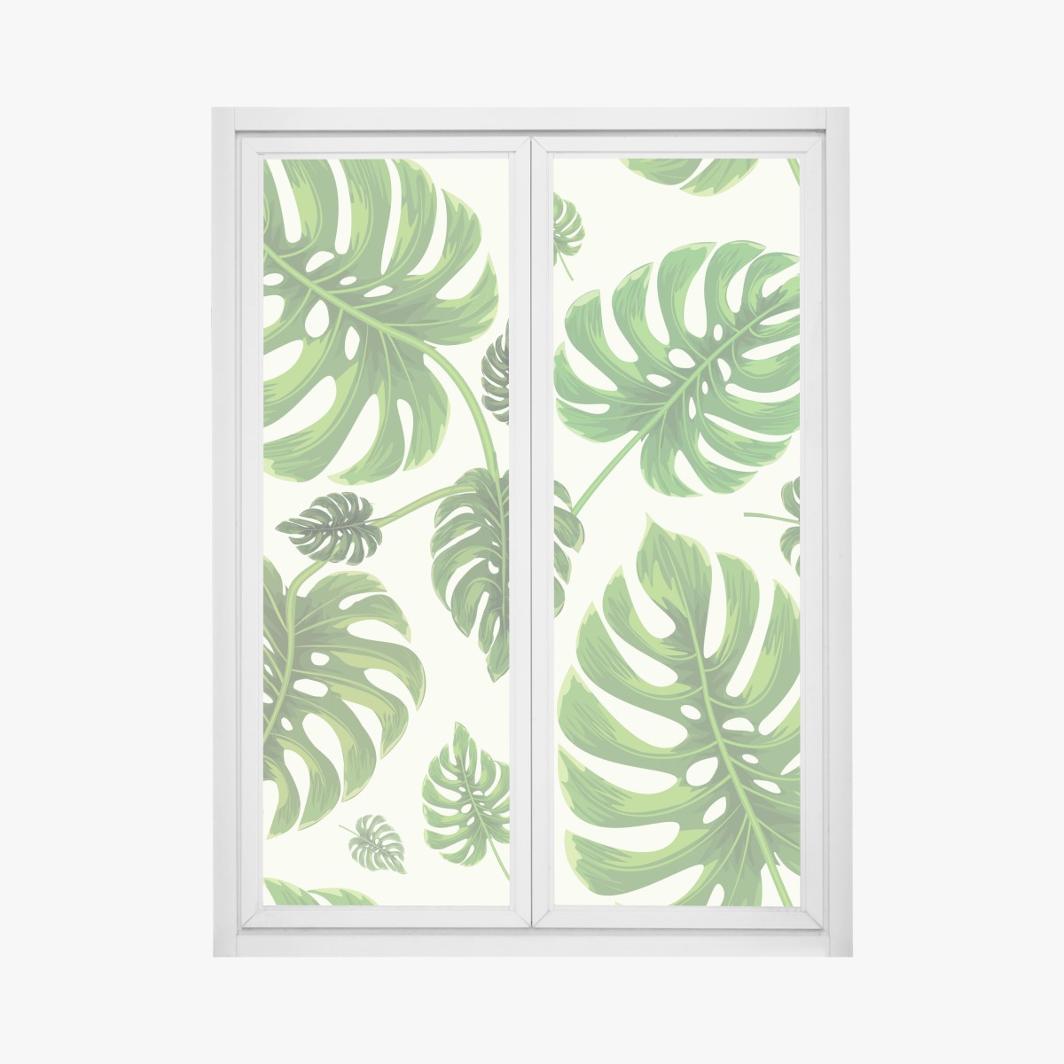 Window decal tropical monstera leaf pattern