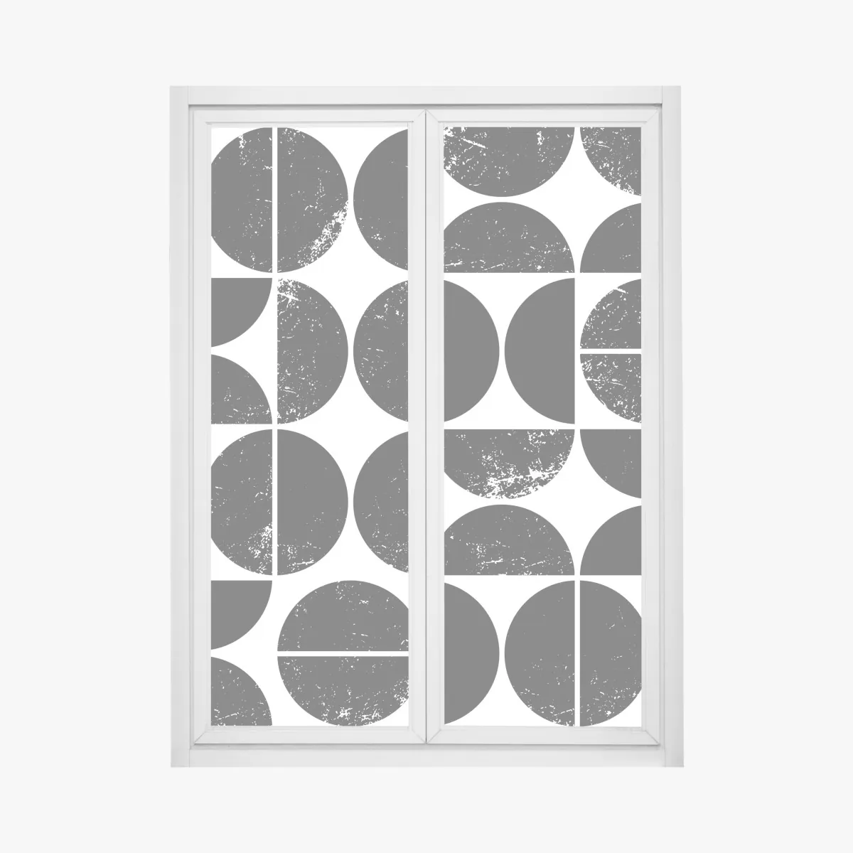 Naklejka na okno czarny geometryczny wzór z kół i półkół – Wallissimo® Naklejka na okno czarny geometryczny wzór z kół i półkół – Wallissimo®