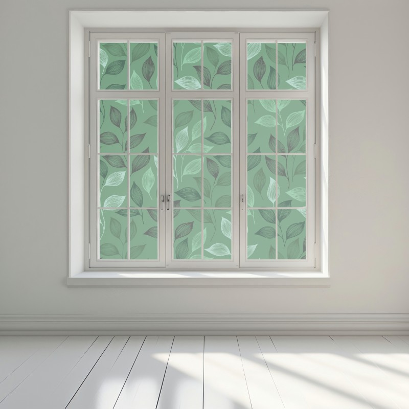 Naklejka na okno zielony botaniczny wzór liści – Wallissimo® Naklejka na okno zielony botaniczny wzór liści – Wallissimo®
