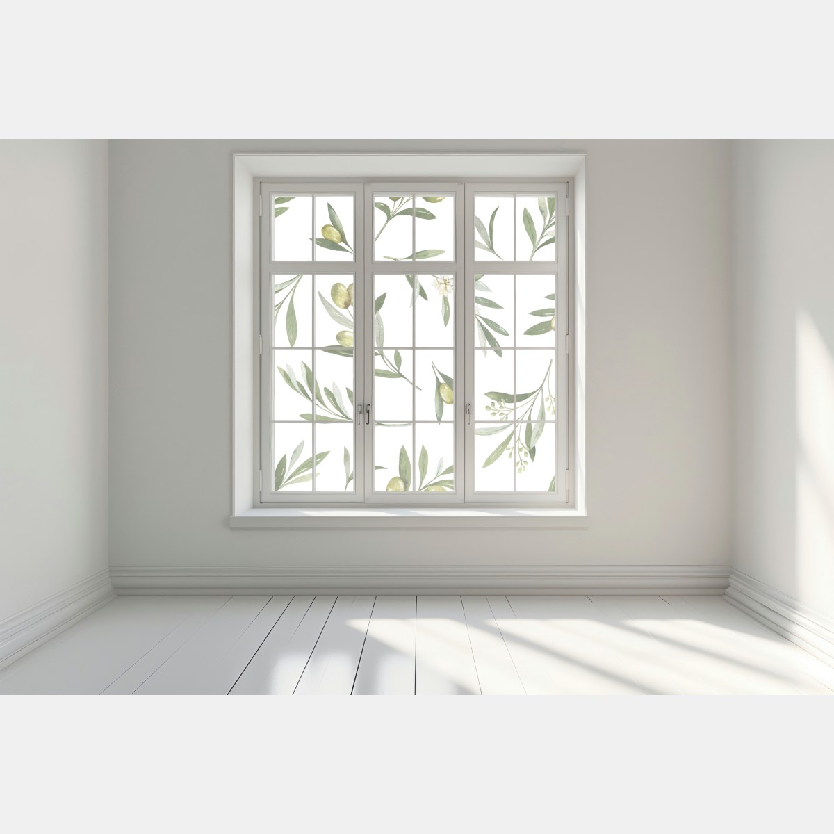Naklejka na okno gałązki oliwne w akwareli – Wallissimo® Naklejka na okno gałązki oliwne w akwareli – Wallissimo®