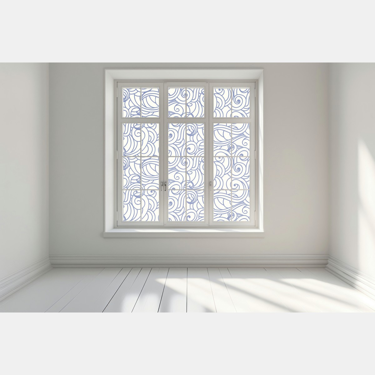 Naklejka na okno niebieski wzór ze spiralami – Wallissimo® Naklejka na okno niebieski wzór ze spiralami – Wallissimo®