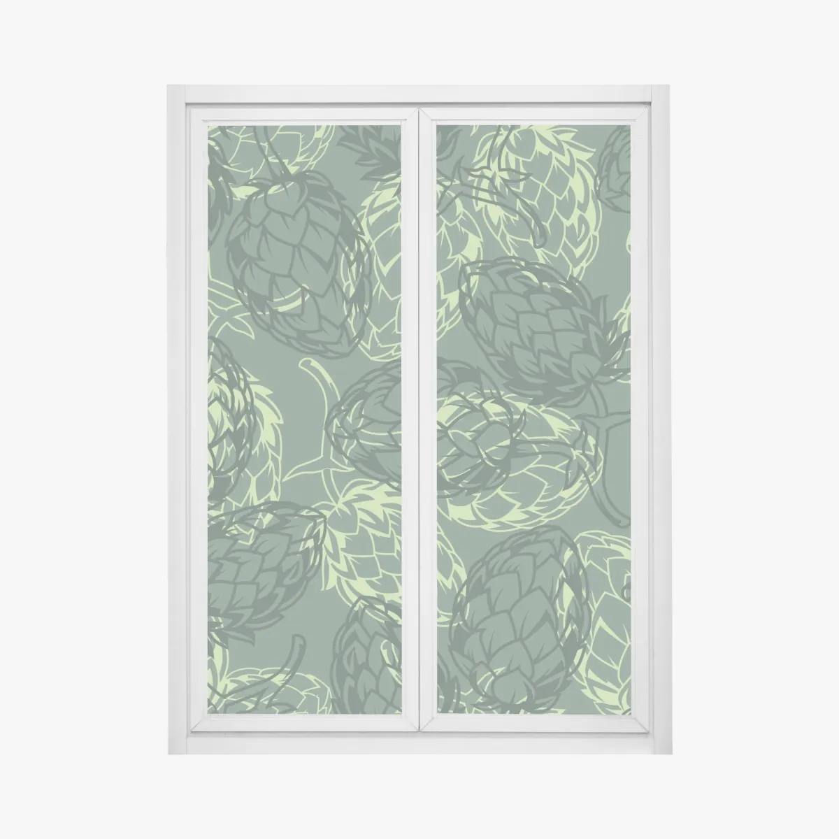 Naklejka na okno zielony wzór szyszek chmielu – Wallissimo® Naklejka na okno zielony wzór szyszek chmielu – Wallissimo®