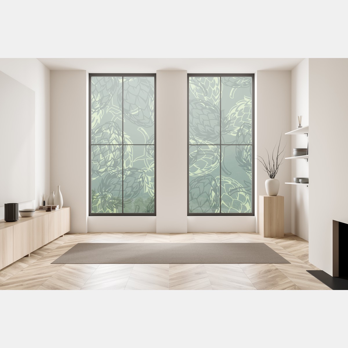 Naklejka na okno zielony wzór szyszek chmielu – Wallissimo® Naklejka na okno zielony wzór szyszek chmielu – Wallissimo®