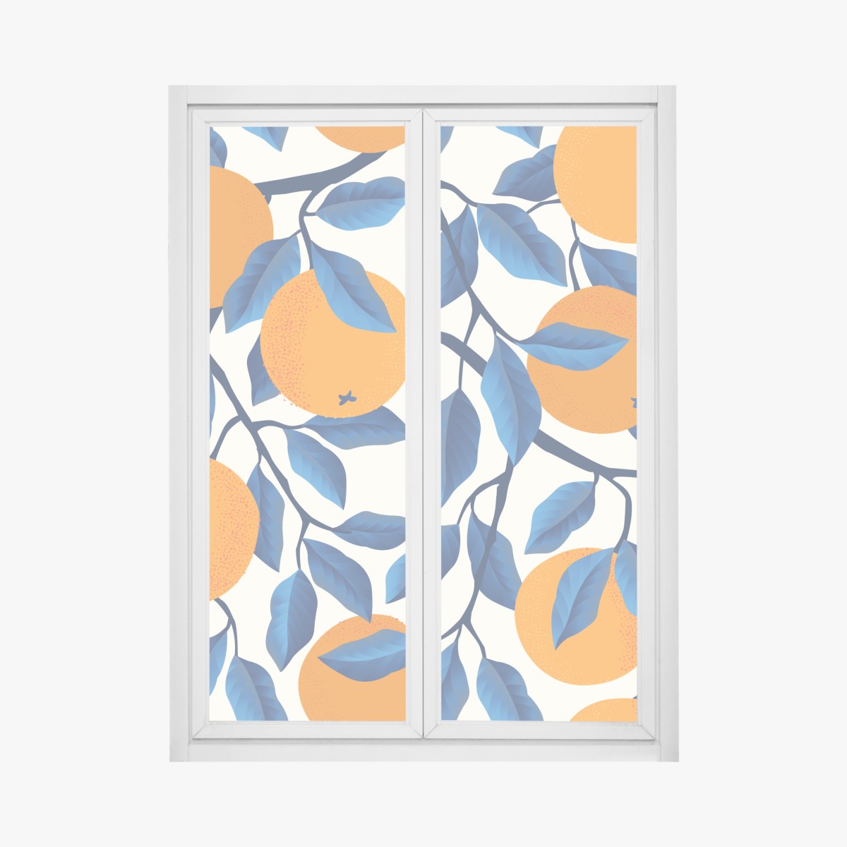 Window decal bold orange and blue citrus pattern