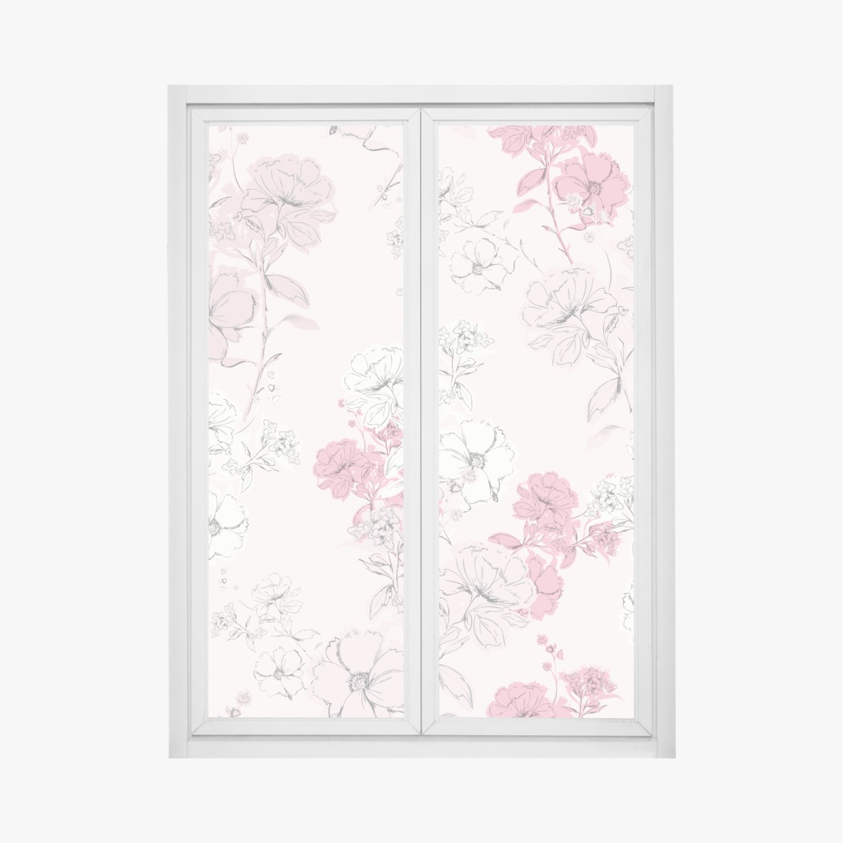 Window decal soft pink floral pattern