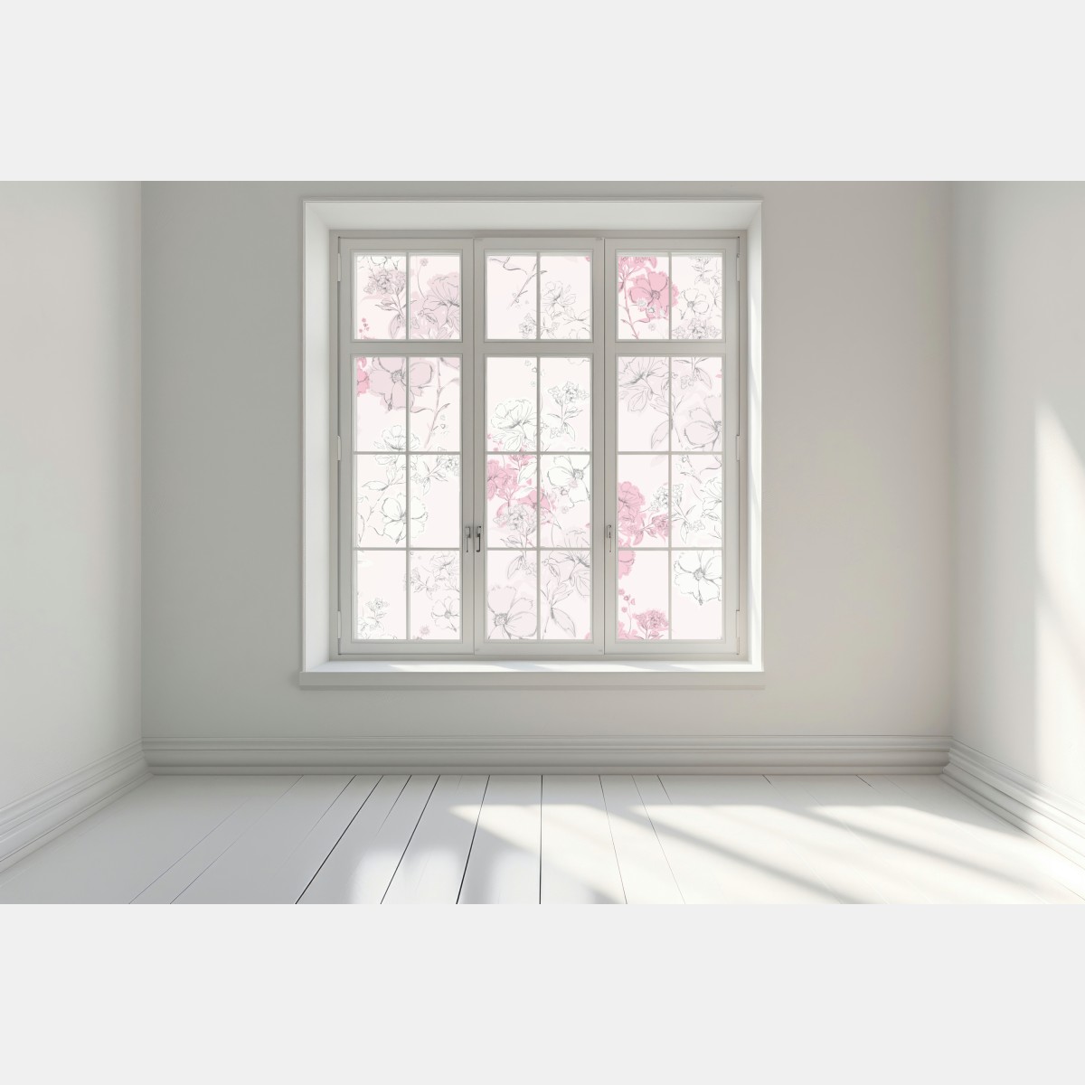 Naklejka na okno delikatny różowy wzór kwiatowy – Wallissimo® Naklejka na okno delikatny różowy wzór kwiatowy – Wallissimo®