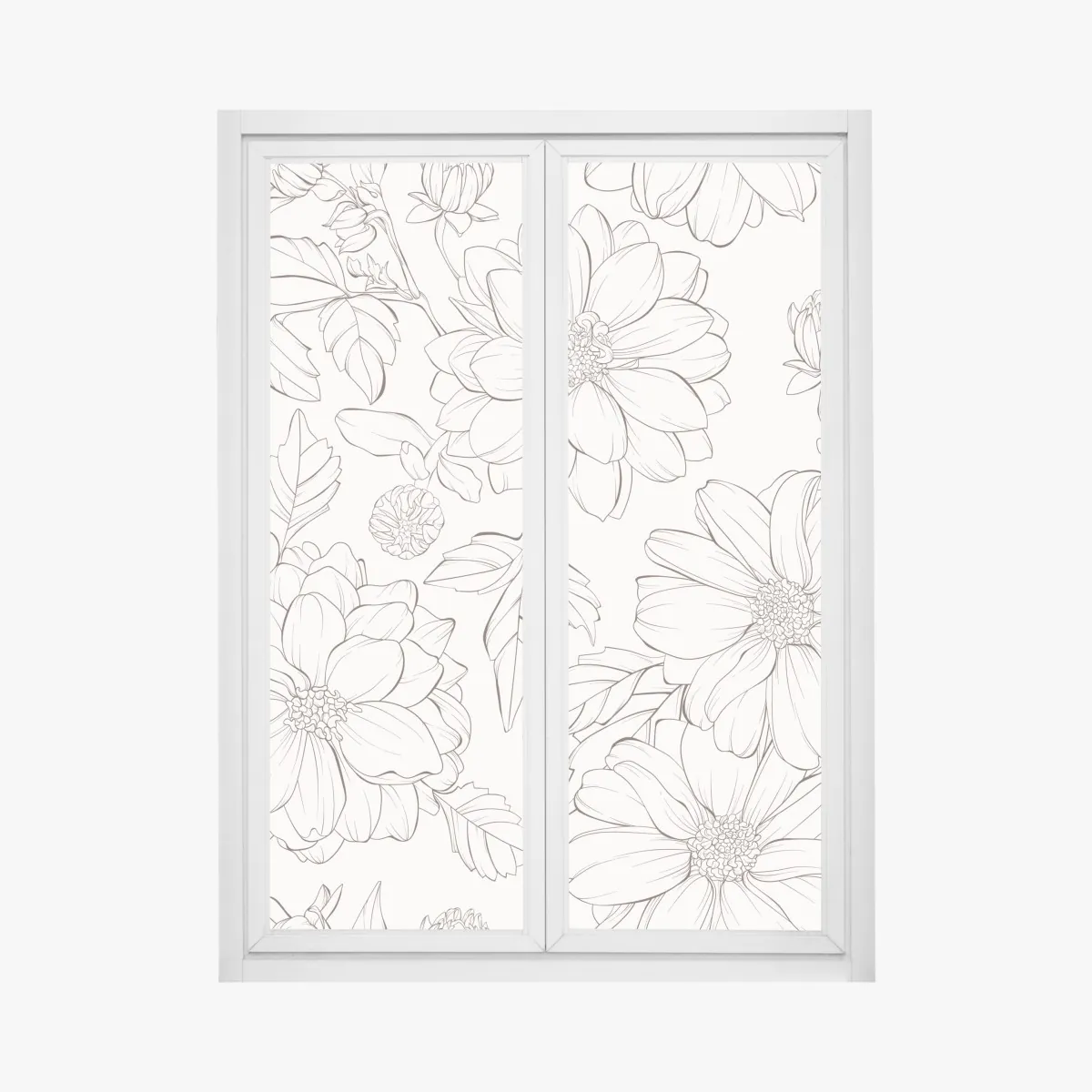 Naklejka na okno delikatny botaniczny rysunek kwiatowy – Wallissimo® Naklejka na okno delikatny botaniczny rysunek kwiatowy – Wallissimo®
