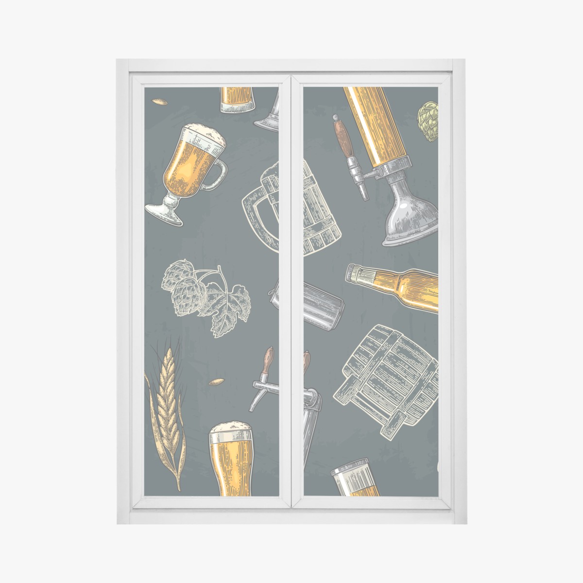 Window decal vintage beer brewery pattern