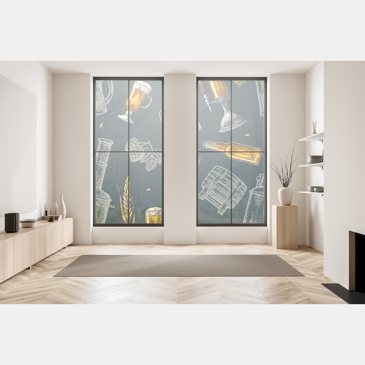 Naklejka na okno vintage wzór piwa i browaru – Wallissimo® Naklejka na okno vintage wzór piwa i browaru – Wallissimo®