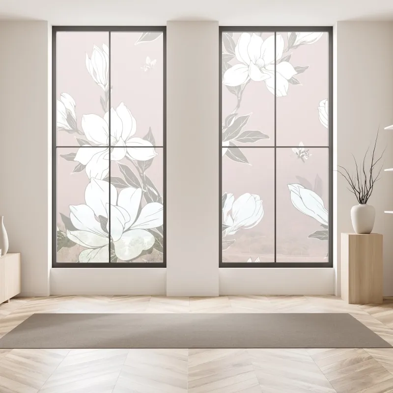 Naklejka na okno delikatny wzór z magnoliami – Wallissimo® Naklejka na okno delikatny wzór z magnoliami – Wallissimo®