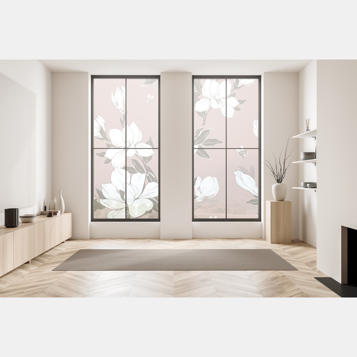 Naklejka na okno delikatny wzór z magnoliami – Wallissimo® Naklejka na okno delikatny wzór z magnoliami – Wallissimo®