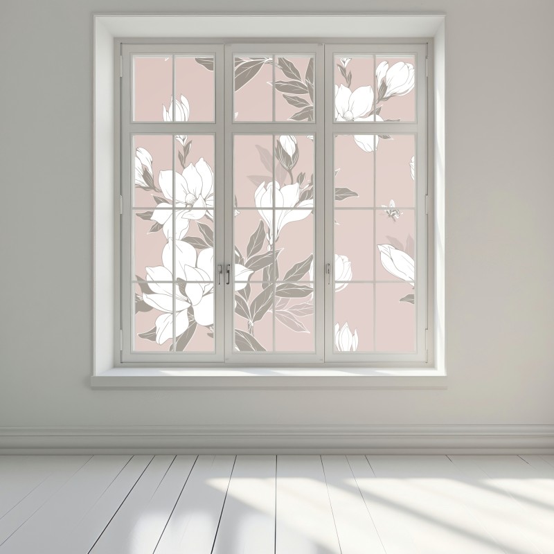 Naklejka na okno delikatny wzór z magnoliami – Wallissimo® Naklejka na okno delikatny wzór z magnoliami – Wallissimo®