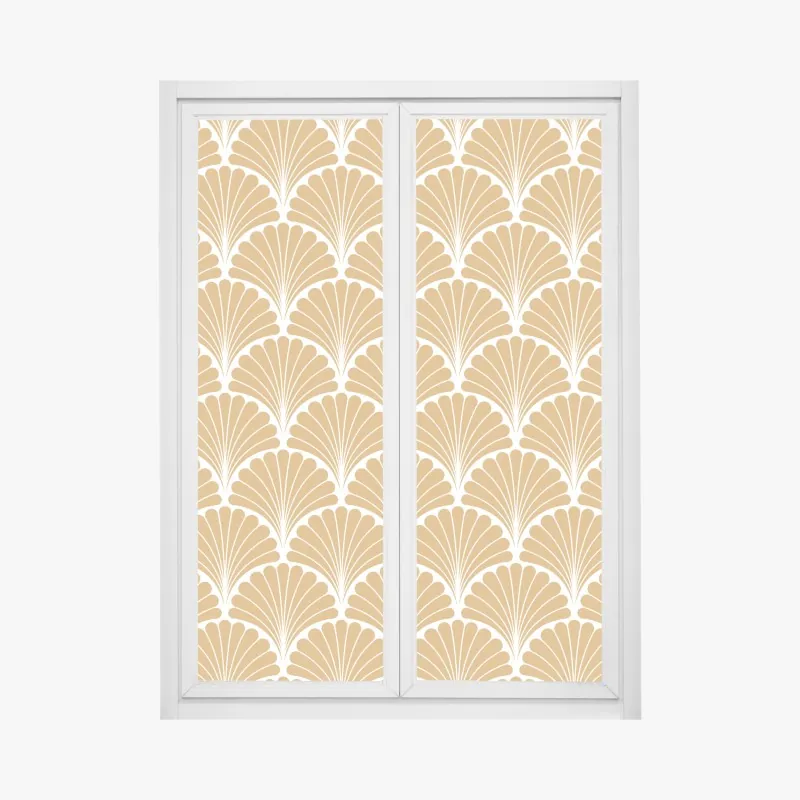 Naklejka na okno złoty wzór wachlarza w stylu art deco