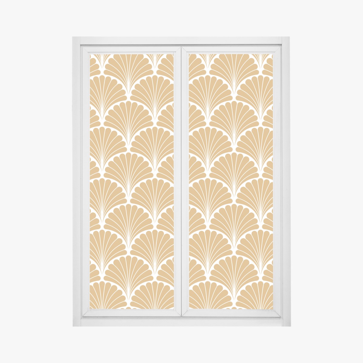 Window decal golden art deco fan pattern