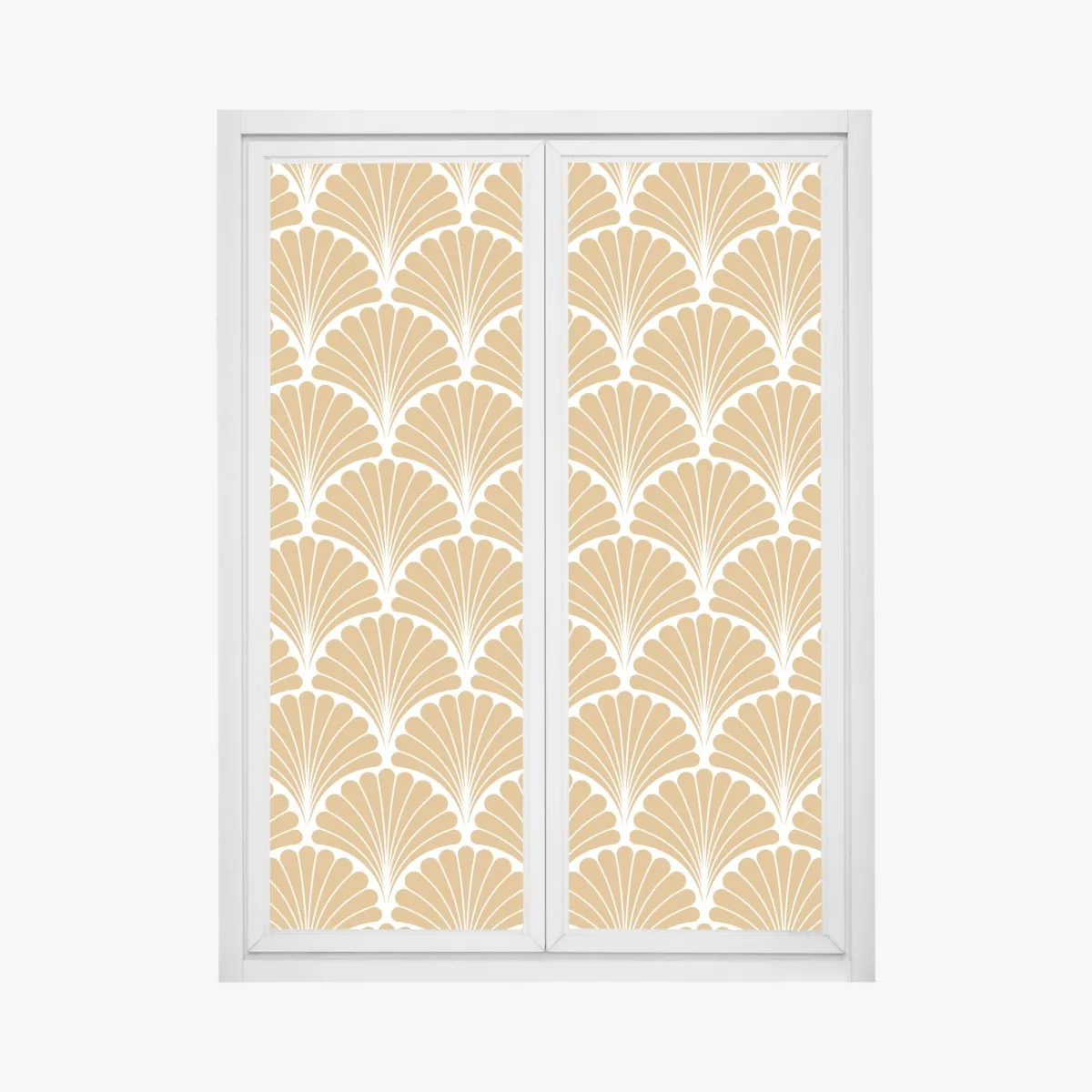 Naklejka na okno złoty wzór wachlarza w stylu art deco – Wallissimo® Naklejka na okno złoty wzór wachlarza w stylu art deco – Wallissimo®