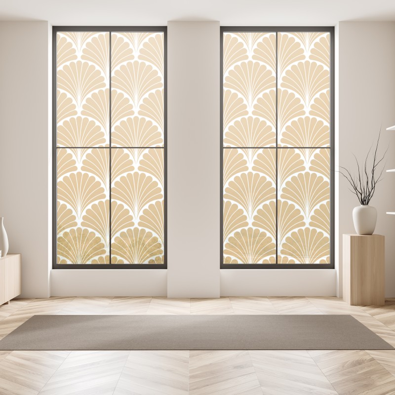 Naklejka na okno złote liście monstery na ciemnym tle – Wallissimo®