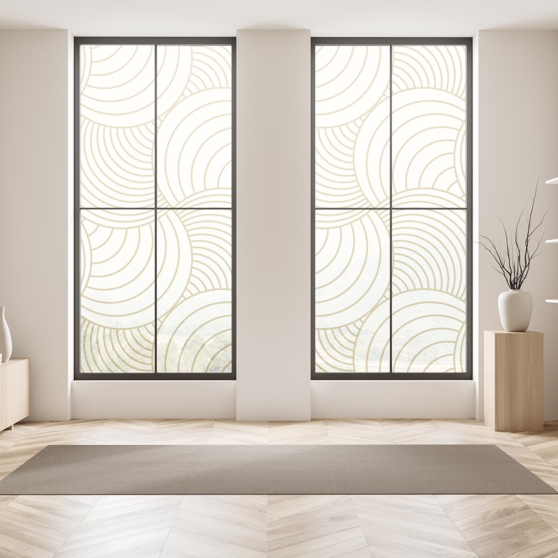 Naklejka na okno złoty art deco wzór okręgów – Wallissimo® Naklejka na okno złoty art deco wzór okręgów – Wallissimo®