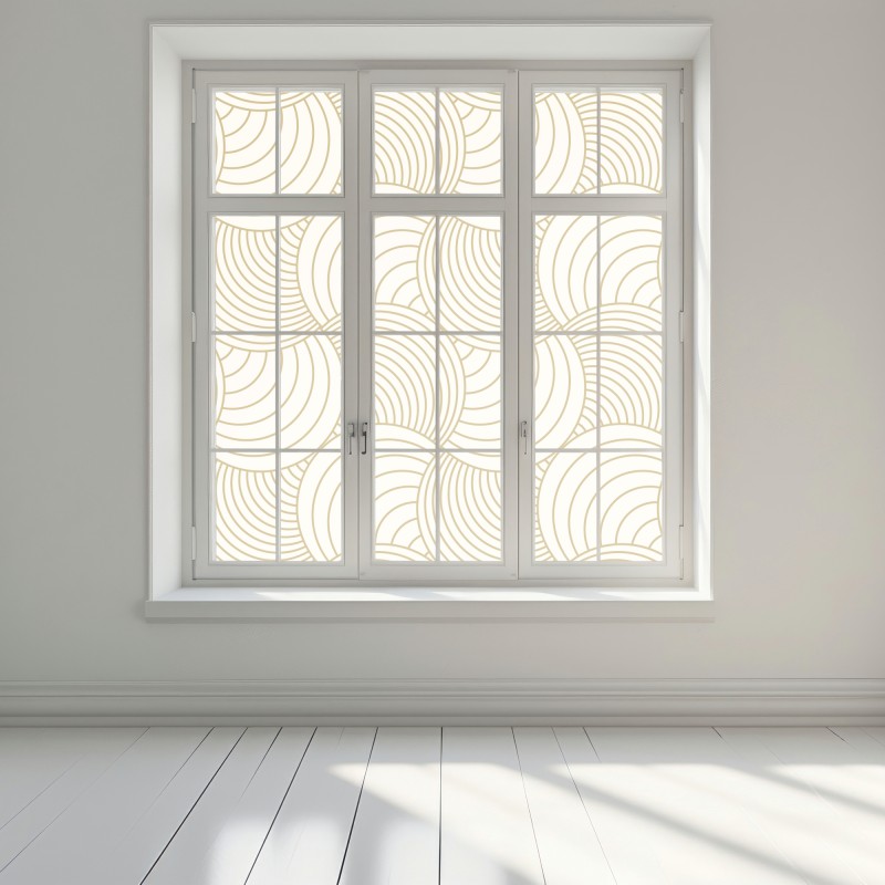Naklejka na okno złoty art deco wzór okręgów – Wallissimo® Naklejka na okno złoty art deco wzór okręgów – Wallissimo®