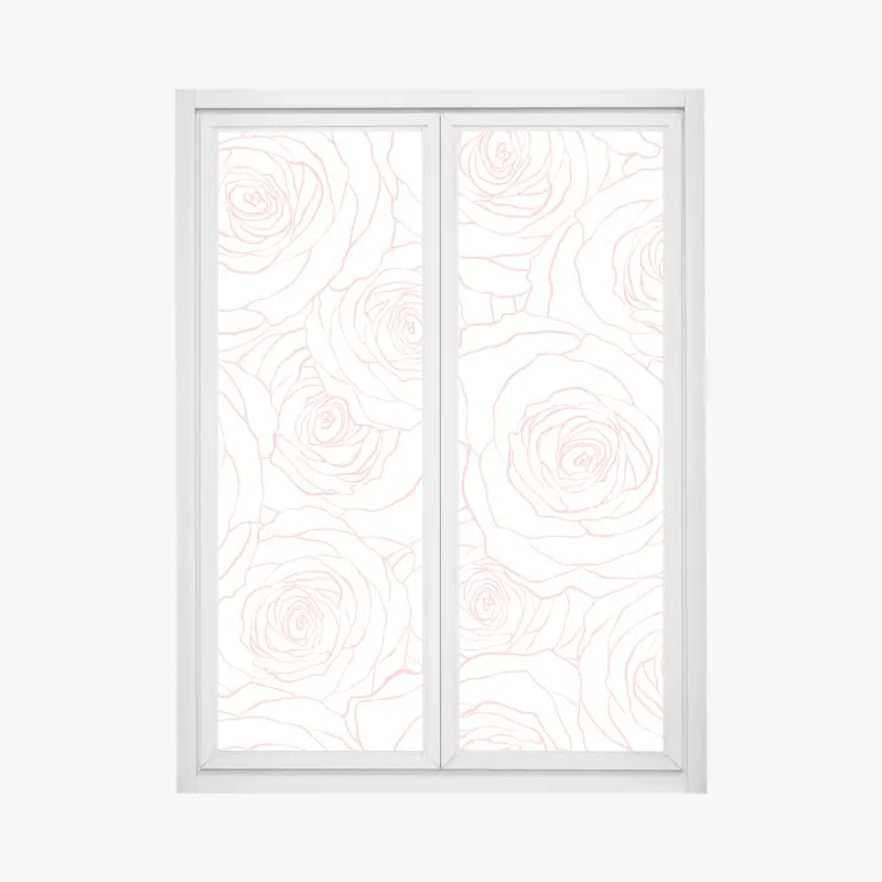 Naklejka na okno delikatny wzór różowych róż