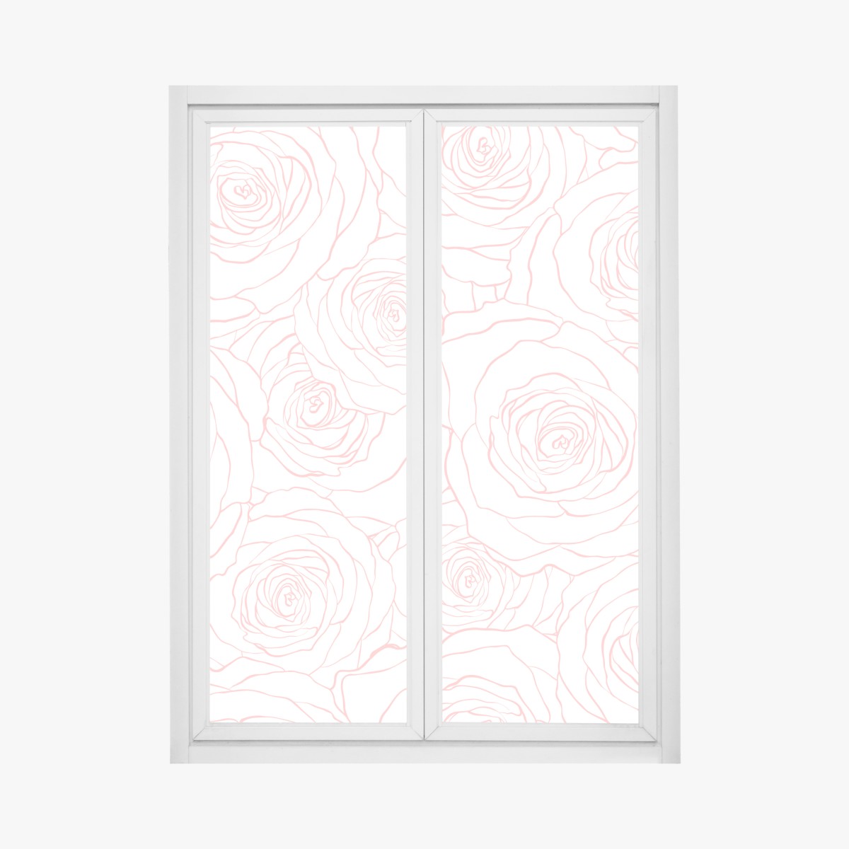 Window decal delicate pink rose line pattern