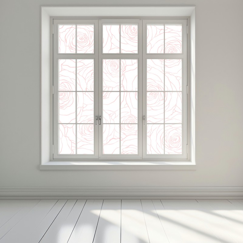 Naklejka na okno delikatny wzór różowych róż – Wallissimo® Naklejka na okno delikatny wzór różowych róż – Wallissimo®