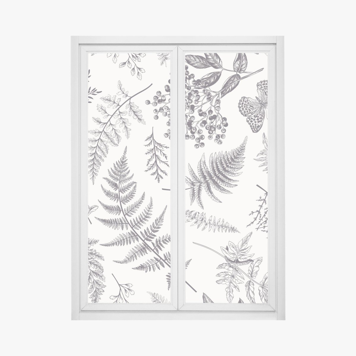 Window decal monochrome botanical leaves pattern
