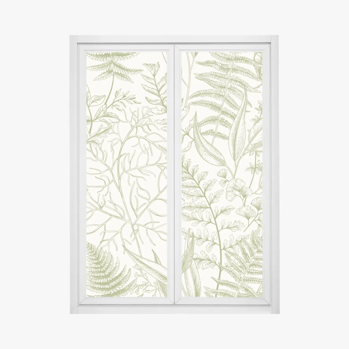 Naklejka na okno ręcznie rysowane zielone liście – Wallissimo® Naklejka na okno ręcznie rysowane zielone liście – Wallissimo®