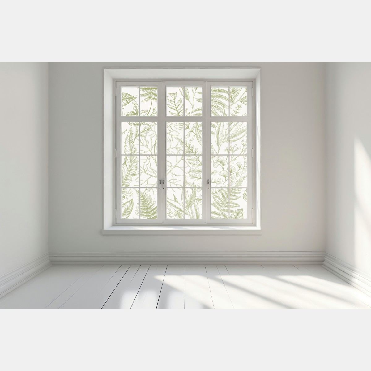Naklejka na okno ręcznie rysowane zielone liście – Wallissimo® Naklejka na okno ręcznie rysowane zielone liście – Wallissimo®