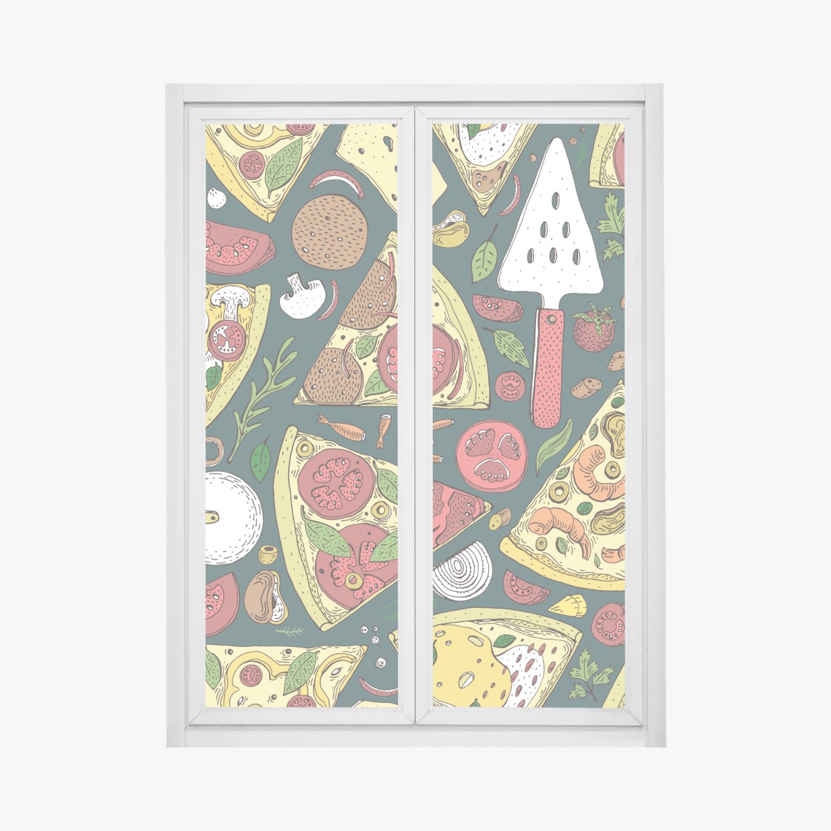 Window decal colorful pizza slices pattern