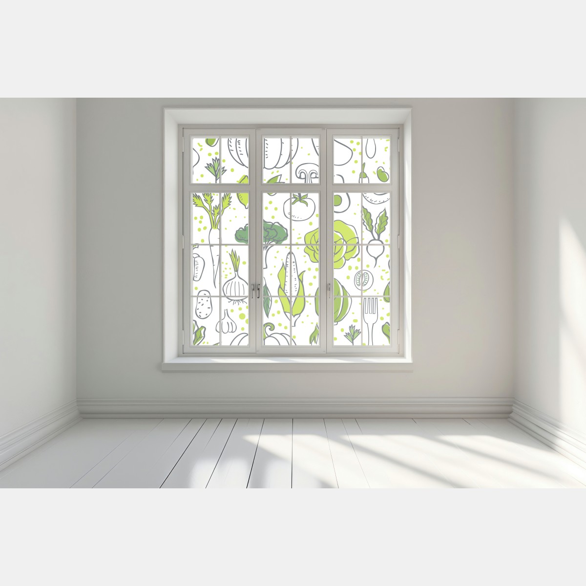 Naklejka na okno wzór z zielonymi warzywami – Wallissimo® Naklejka na okno wzór z zielonymi warzywami – Wallissimo®